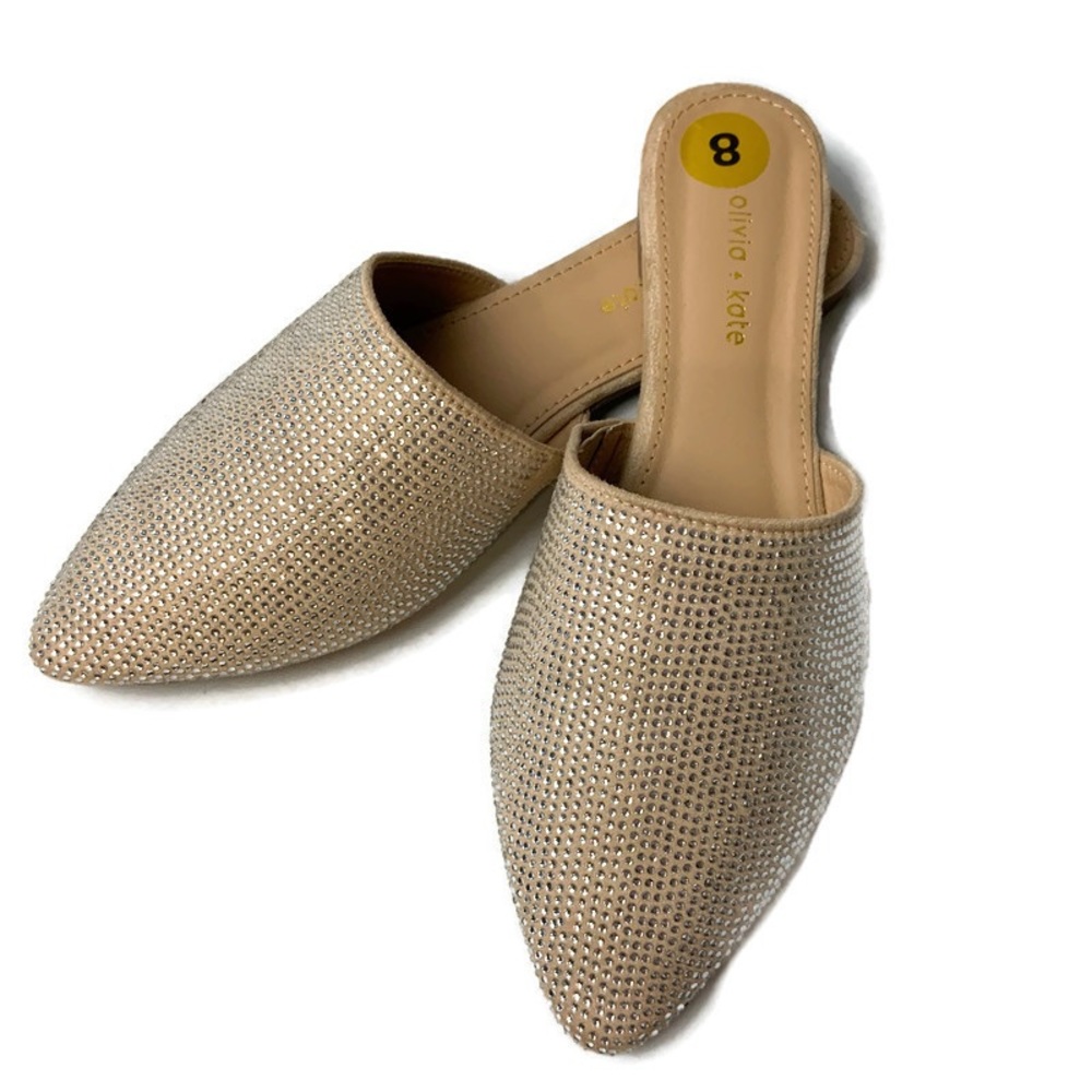 Olivia + Kate Rhinestone Tan Flats Sz. 8